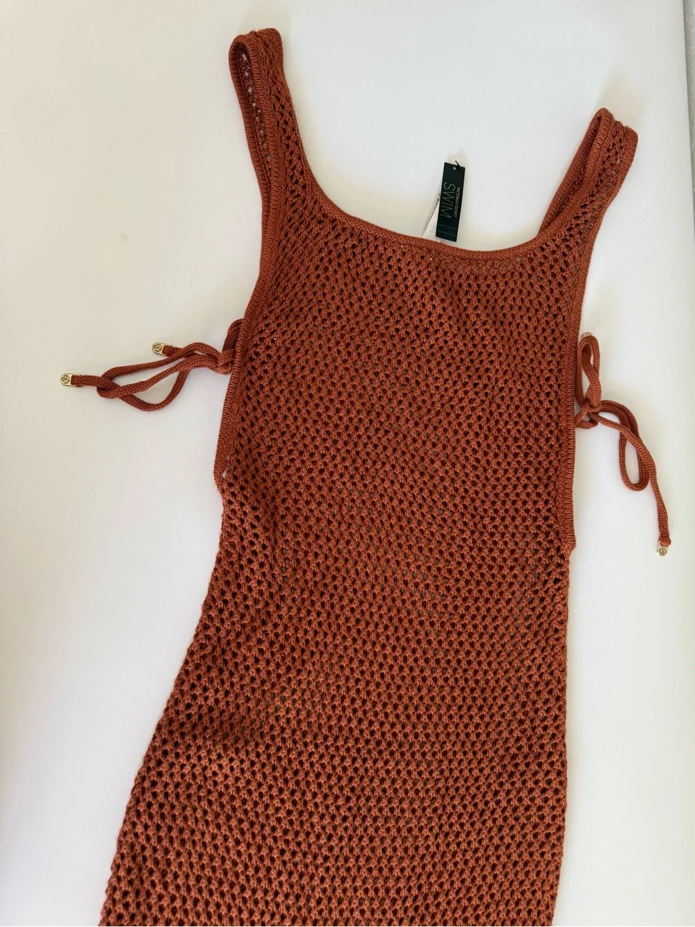 NWT Victoria's Secret Rust Open-Knit Swim Coverup with Side Ties